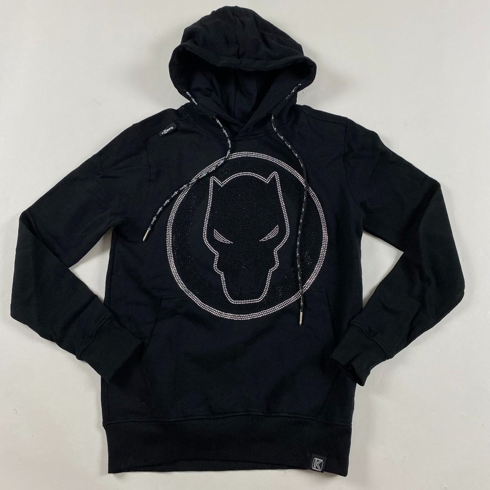 NWOT DeKryptic Marvel Black Panther Rhinestone Hoodie Adult Small Cotton Black